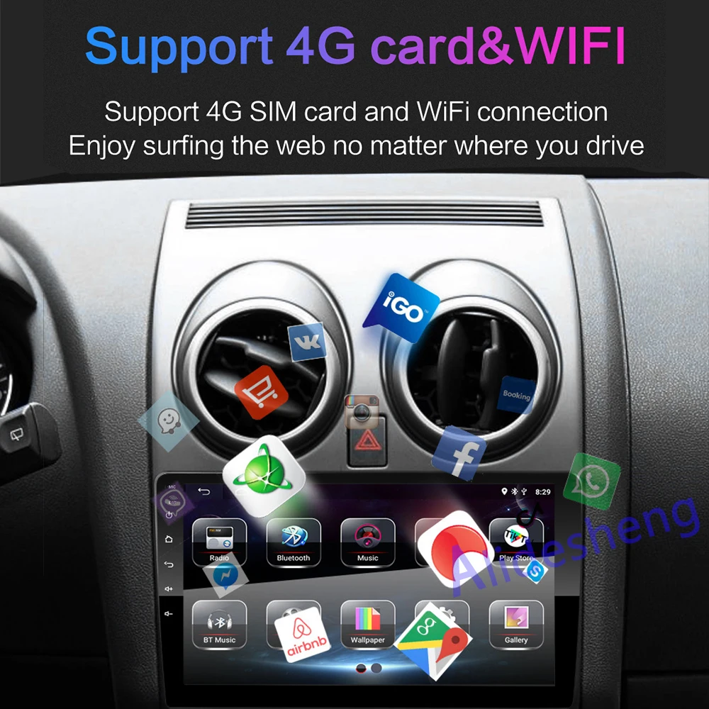 4G Android 8,1 автомобильный мультимедийный плеер для Nissan Qashqai J10 2006 2007 2008 2009 2010 2011 2012 2013 gps навигации 2din автомобильный DVD