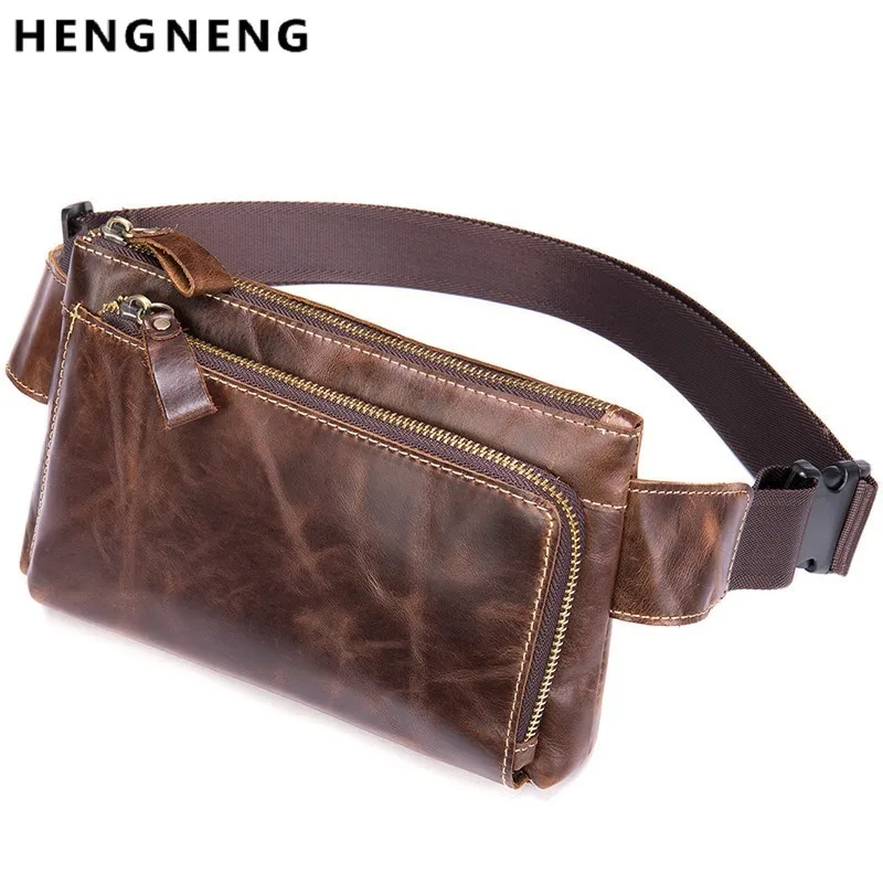 

Man Crossbody Bag Cow Leather Messenger Bags Men's Casual Bag For Men Chest Bag Brand Designer Multi-function Chest Pack