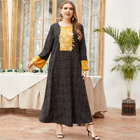 casual long sleeved dress embroidery womens summer sundresses plus size round neck printed robe evening dresses 2021 year l 4xl