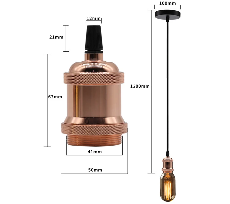 E27 лампа без лампочки винтажный подвесной текстильный светильник