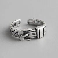 100 925 sterling silver vintage rings for women fine jewelry gift wholesale female ring belt buckle chain personality open