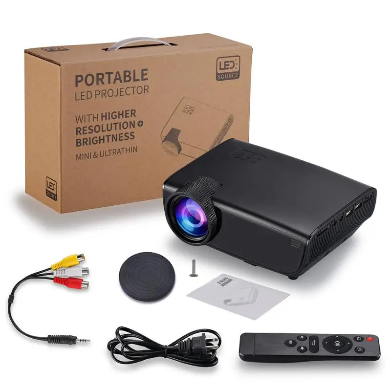 

3DNew Black WiFi Wireless Projector HD 1080P LED Screen Support TV HDMI AV USB VGA Interface Portable HomeTheatre Mini Projector