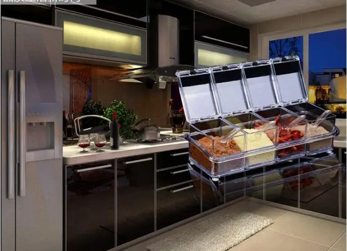 4 шт./лот Новый Кухонный Органайзер коробки для хранения специй баночка приправ