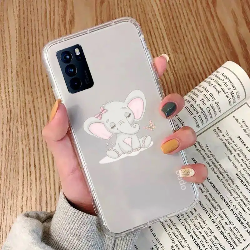 

Cute hippo cartoon Elephant Phone Case Transparent For OPPO RENO 2 5 Z PRO GTneo REALME Q2 GT 11 FINDX 2 PRO RealmeV 3 5 K7X