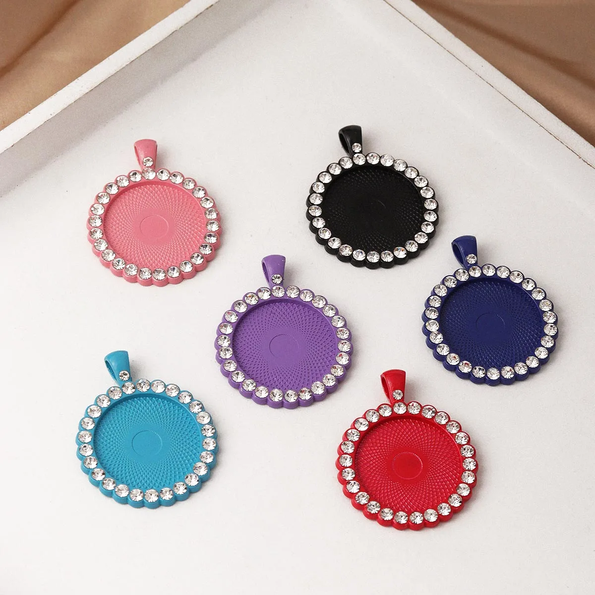 

2pcs/lot 34mm Cabochon Base Tray Colored Round Bezels Blank Setting Supplies For Jewelry Making Findings Bracelet Pendant