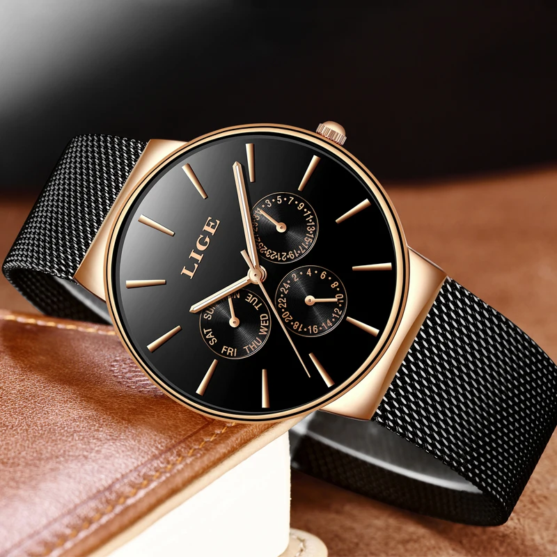 LIGE модные мужские часы Топ бренд класса люкс водонепроницаемые спортивные