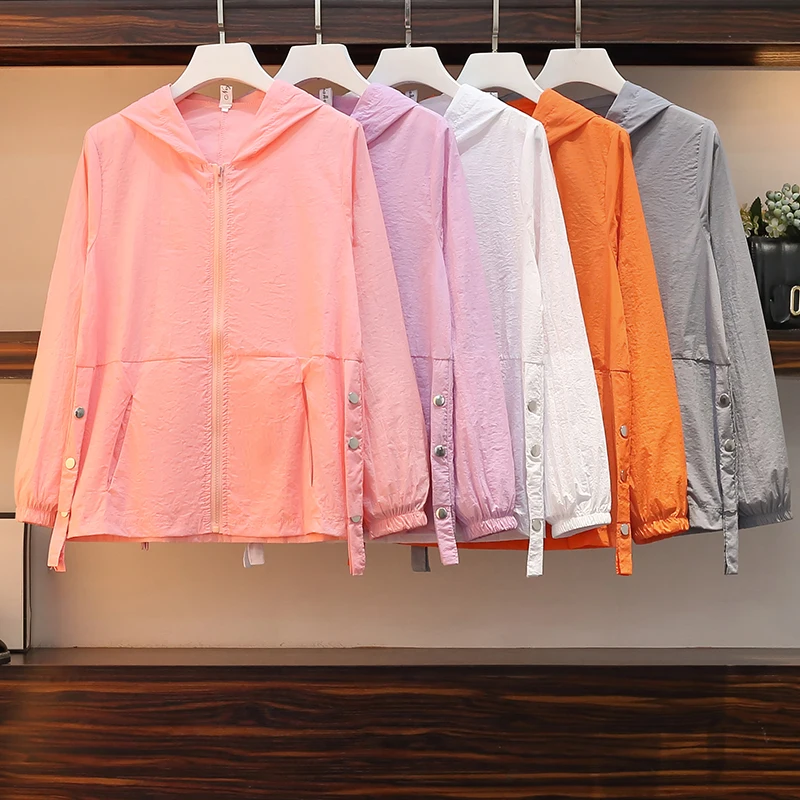 

EHQAXIN Summer Fashion Plus Size Women's Sun Protection Clothing Korean Version Loose Wild Hooded Long-Sleeved Coat Female M-4XL