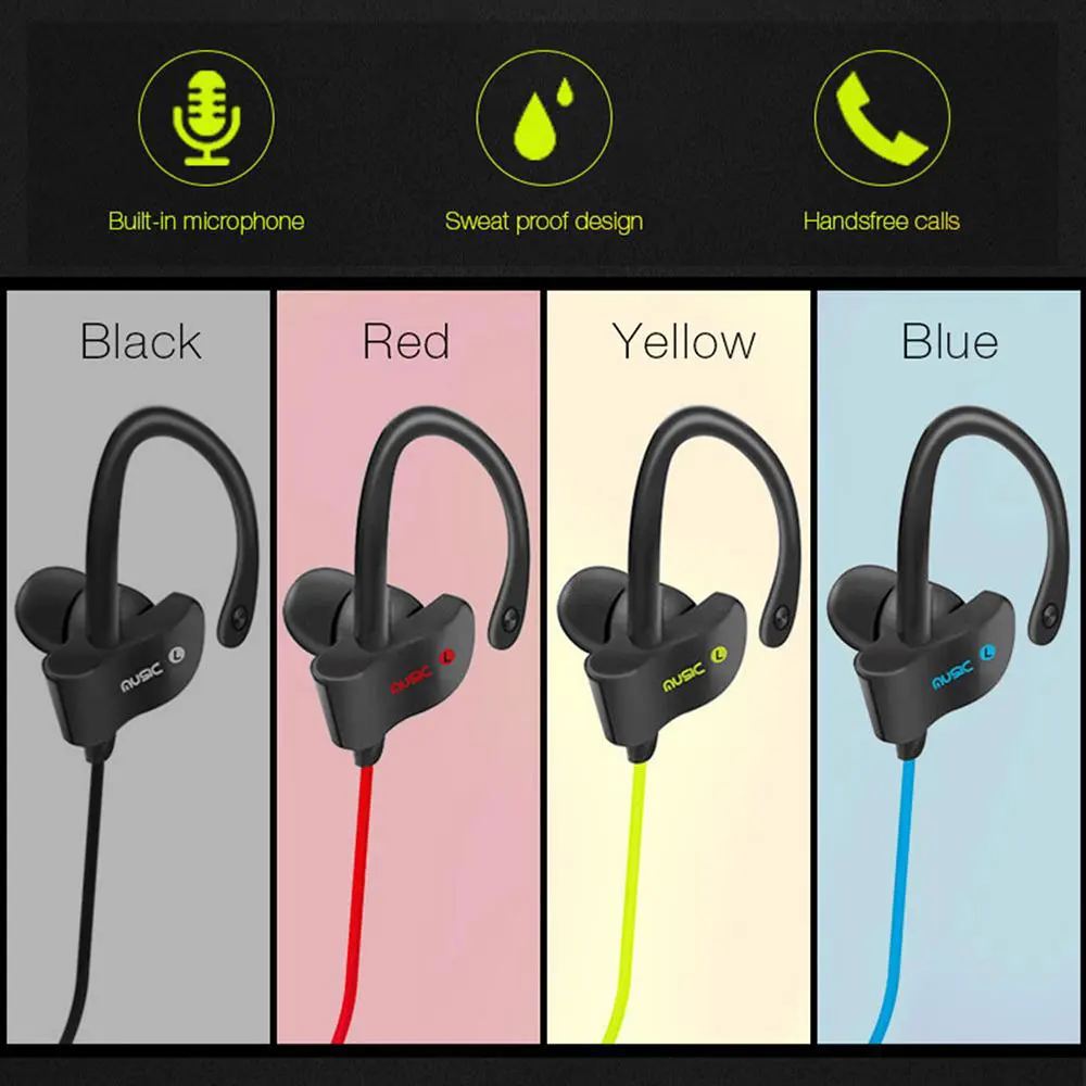 

Wireless Bluetooth Earphone 56S Sports Running Stereo Bass Earbuds Sweatproof Headset Soft Ear Hooks Earphones With Mic In-Ear