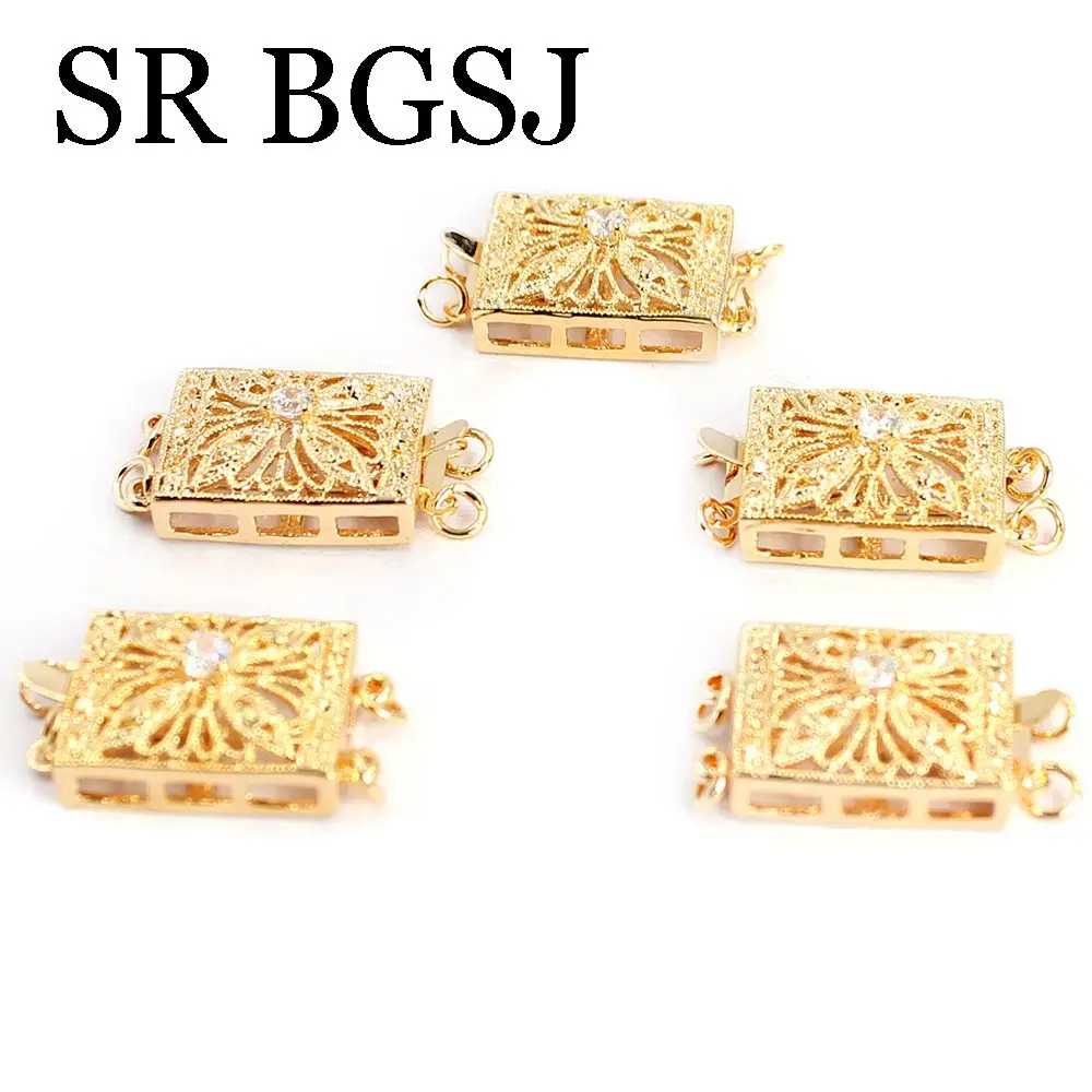 

Free Shipping 13x16mm Rectangle Yellow Gold Plated Rhinestone Box Connector Clasp 2-Strand