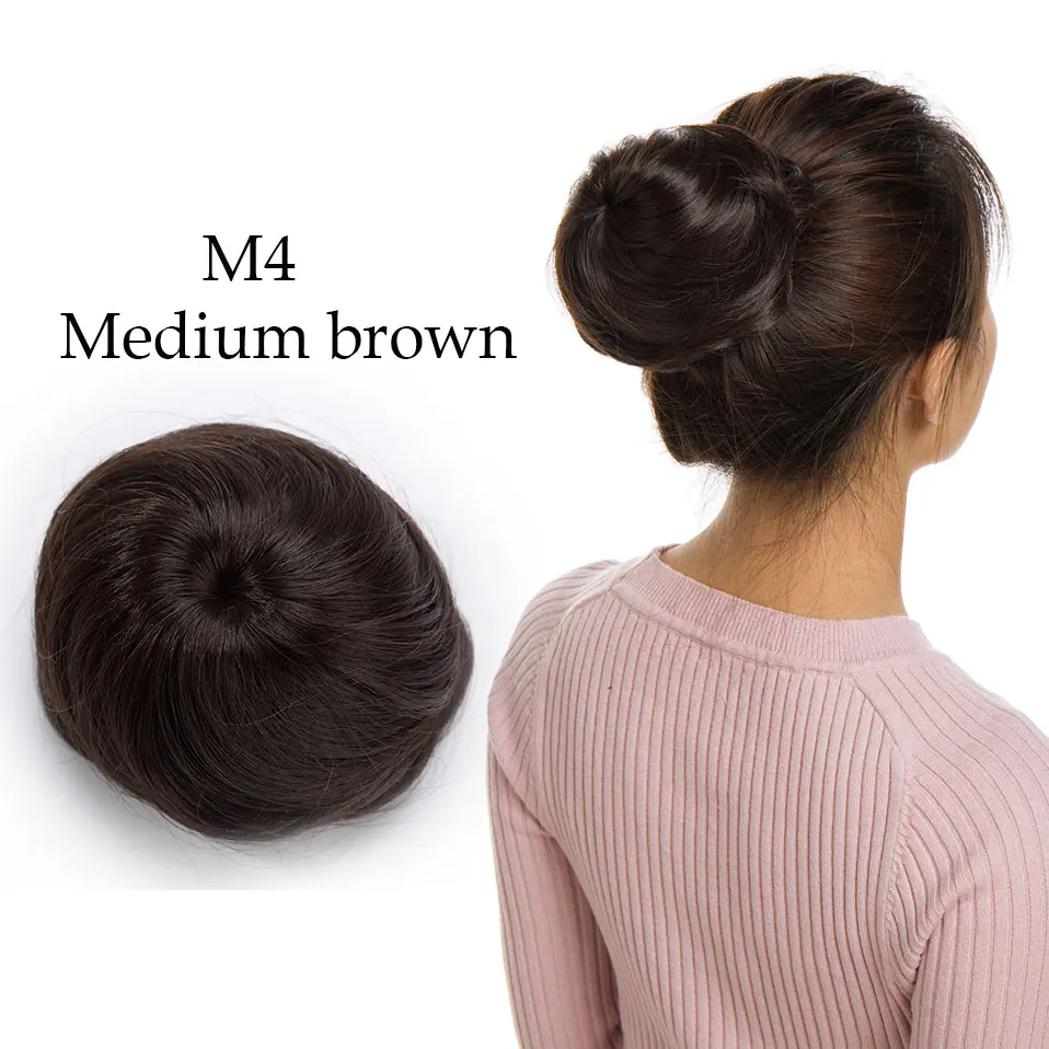 medium brown Snoilite шнурок клип в шиньон волосы булочка синтетический пучок волос кусок шнурок updo волосы булочки для женщин кудрявые шиньон волосы - Цвет: medium brown