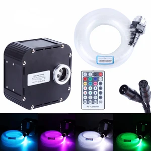 Оптоволоконные светильники RGBW 50 Вт DMX512, поддерживаемый мерцающий комплект, потолочный метеорит, звездное небо, эффект от 400 до 835 стойки, 4-5 м, оптический кабель