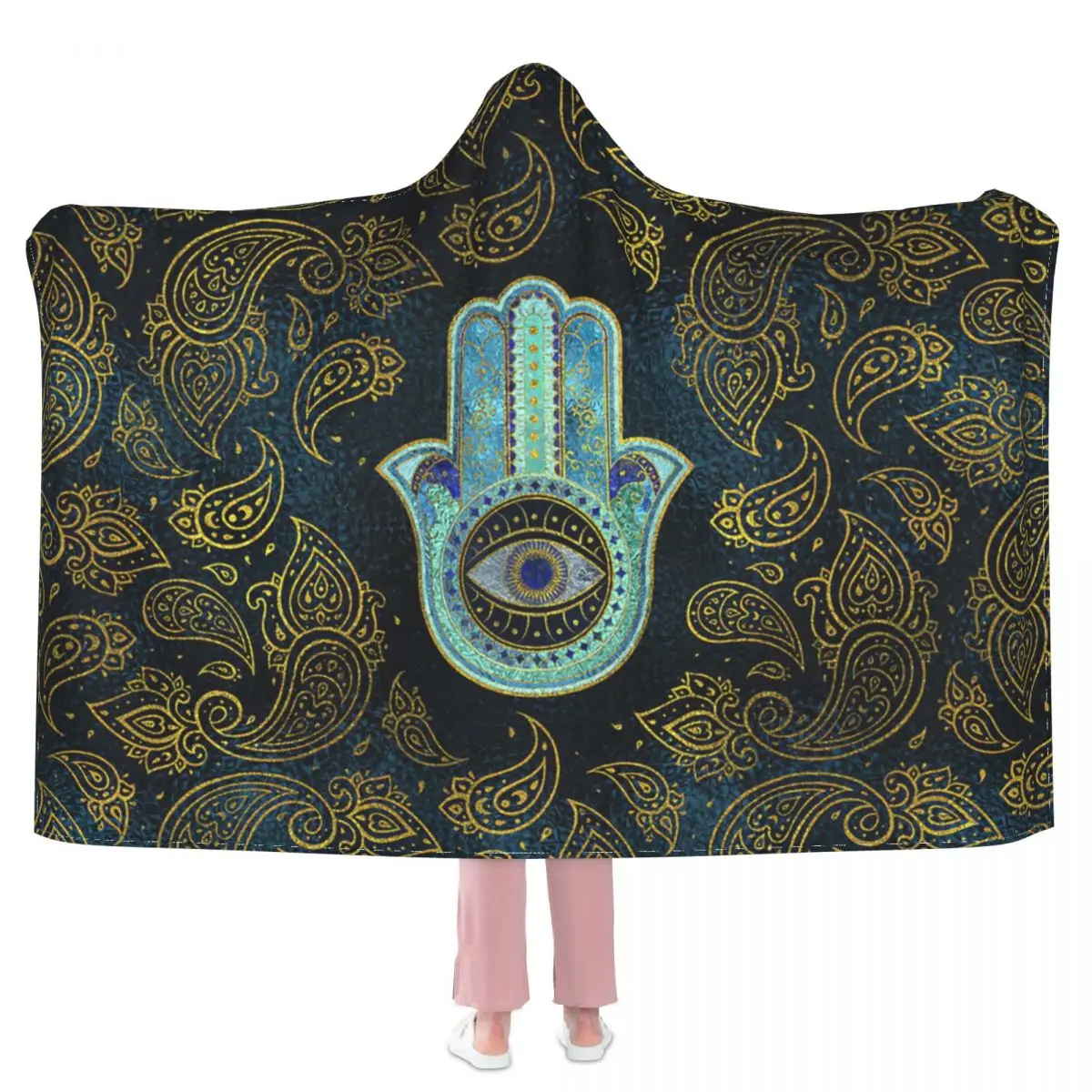 

Декоративное одеяло с капюшоном хамса с рисунком Пейсли, 3d-одеяло для взрослых и детей