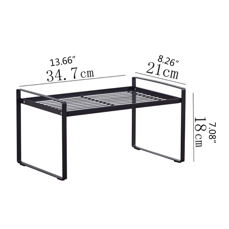 

J60C Kitchen Shelf Organizer Stand Iron Handle Spice Rack Desktop Cups Saucers Holder Support