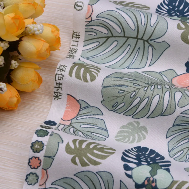 Ткань из хлопка с принтом зеленых листьев ткань для пэчворка шитья стеганая