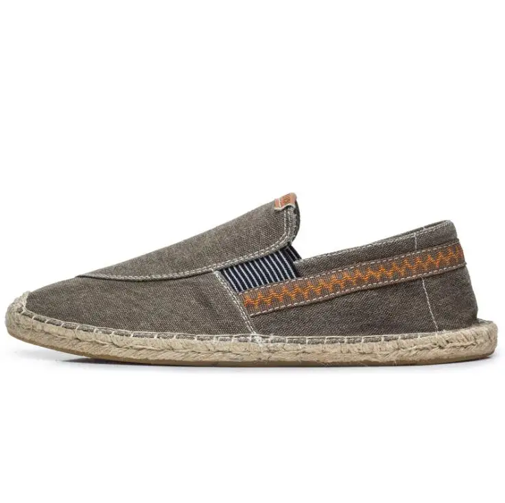 

vintage men's casual canvas loafers flat hemp bottom Espadrilles driving soft shoes for holiday beach sailing Bohemian style