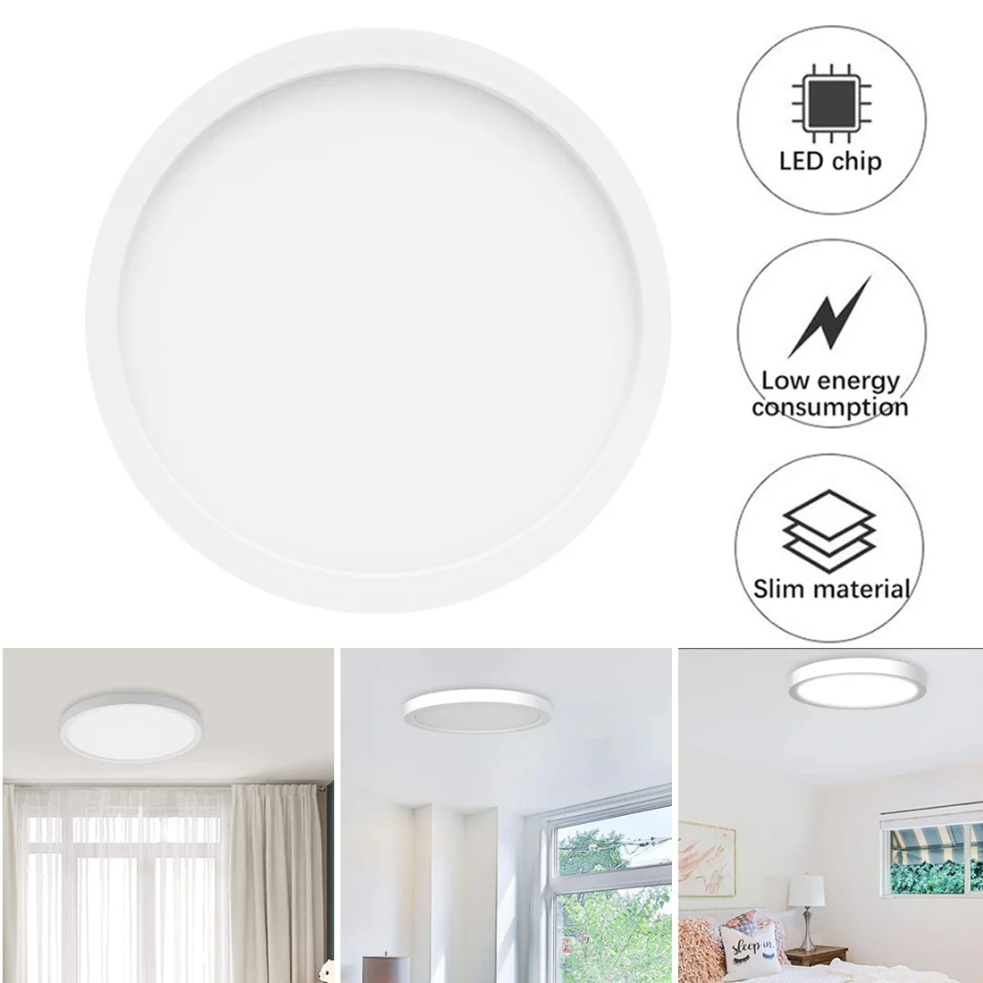 

6W-24W Ultra-thin Embedded Bedroom LED Ceiling Lamp Surface Mount Indoor Lighting Energy Saving Lamp AC110V/AC220V