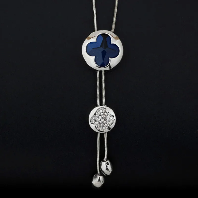 

Korean version of four-leaf clover long chain women's hundred matching fashion pendant four-petal flower crystal jewelry