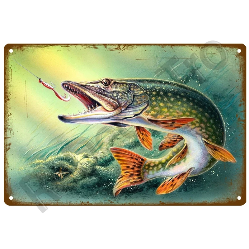 

Металлический плакат для рыбалки