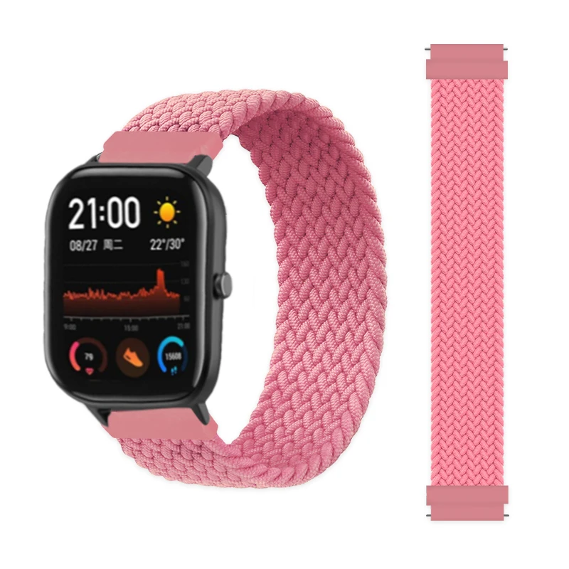 

20mm 22mm Braided Solo Loop For Amazfit GTS 2/2e/GTS2 Mini/GTR 42mm 47mm/GTR2/2e/stratos 2/3 Bracelet correa Amazfit Bip Strap