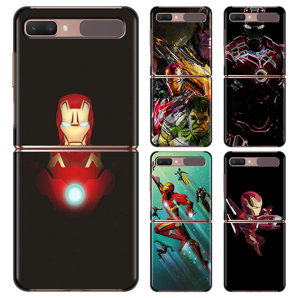 

Phone Case For Samsung Galaxy Z Flip 3 5G Hard PC Coque Protective guscio Capa Black Folding Fundas Iron Man