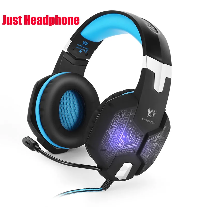 blue Наушники с микрофоном игровые наушники для компьютера пк и подсветкой выставка Многоцветный Led light LOTONE 2.1 метра кабель 2 mini 3.5 мм Штекер игровые гарнитура с Микрофоном для компьютера - Цвет: blue