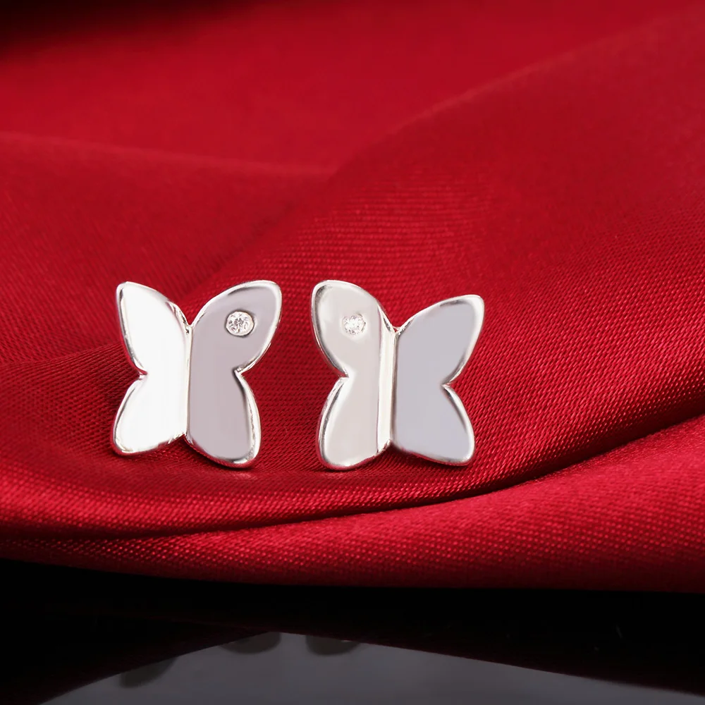 

BAYTTLING 15MM 925 Sterling Silver AAA Zircon Exquisite Butterfly Stud Earrings For Woman Fashion Glamour Party Jewelry Gift