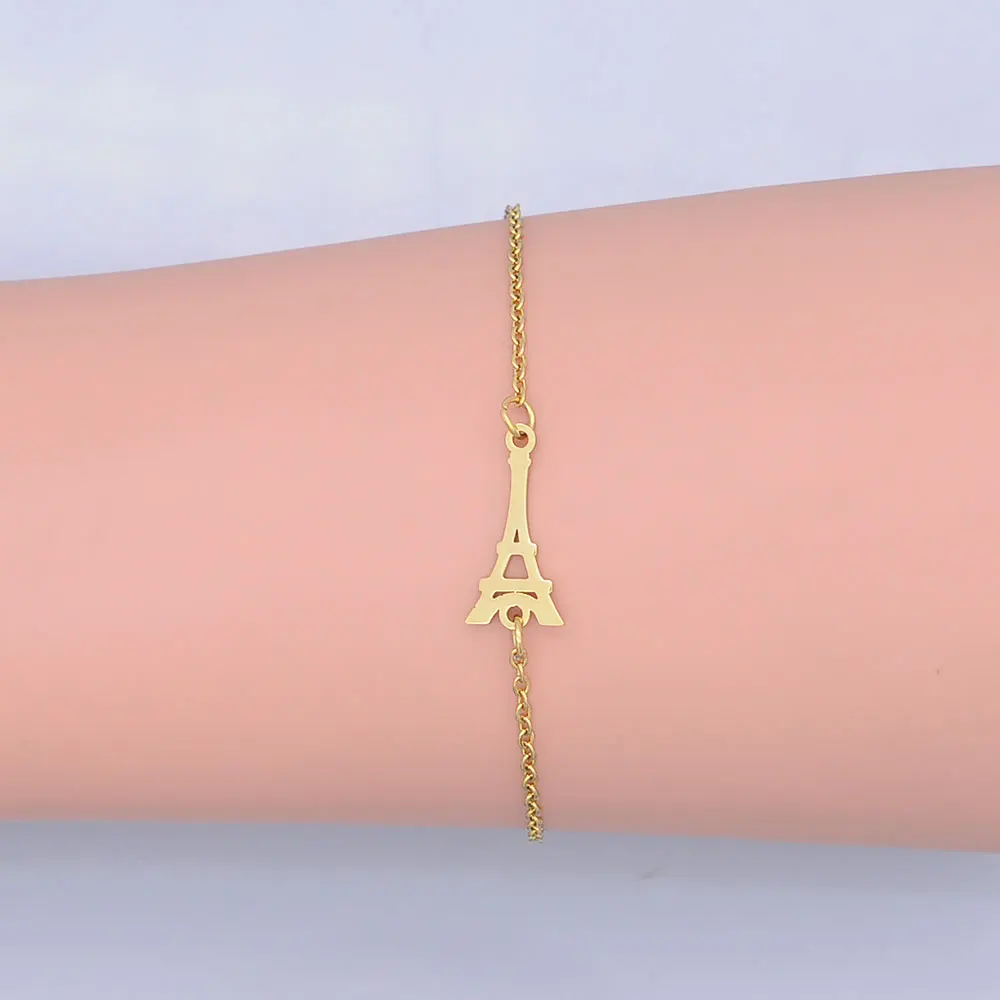 100% изящный браслет из нержавеющей стали с изображением Эйфелевой башни для