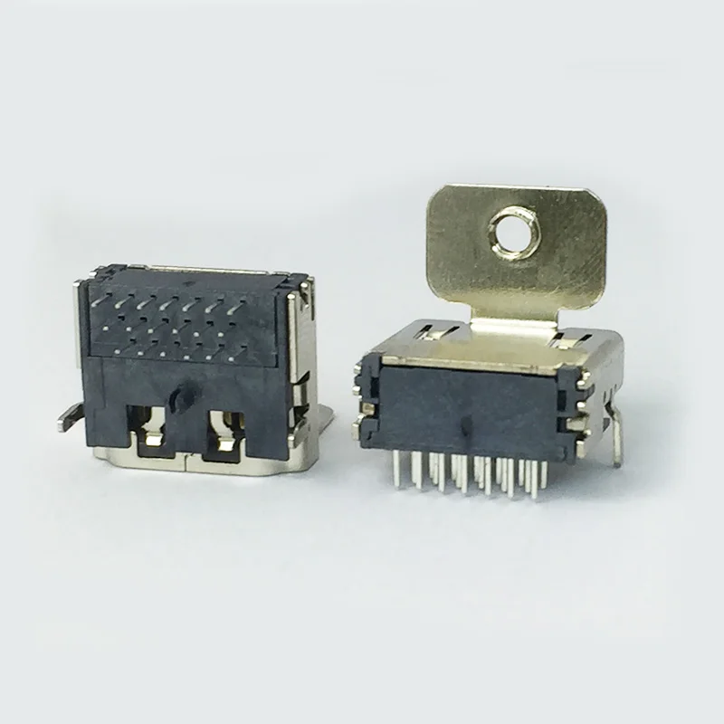 10 шт./лот HDMI SMT 19 Pin гнездовой разъем 90 градусов с фиксирующим отверстием PCBA
