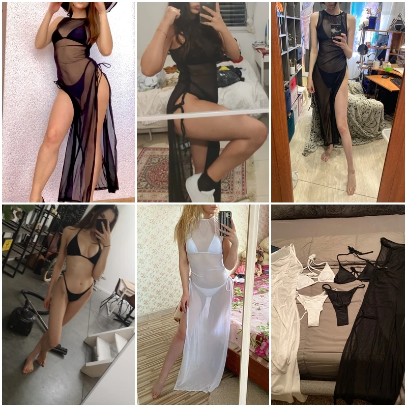 Черный комплект из 3 предметов In-X купальник с высокой горловиной женский накидки