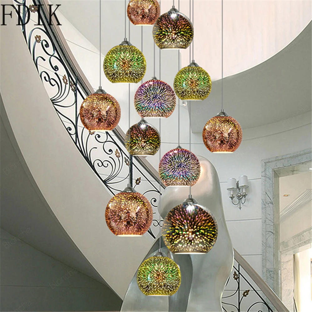 Modern Colorful Glass Ball Pendant Lights Led Hanging Lamp for Bar Coffee Kitchen Loft Decor Fluorescence Suspension Luminaire | Лампы и