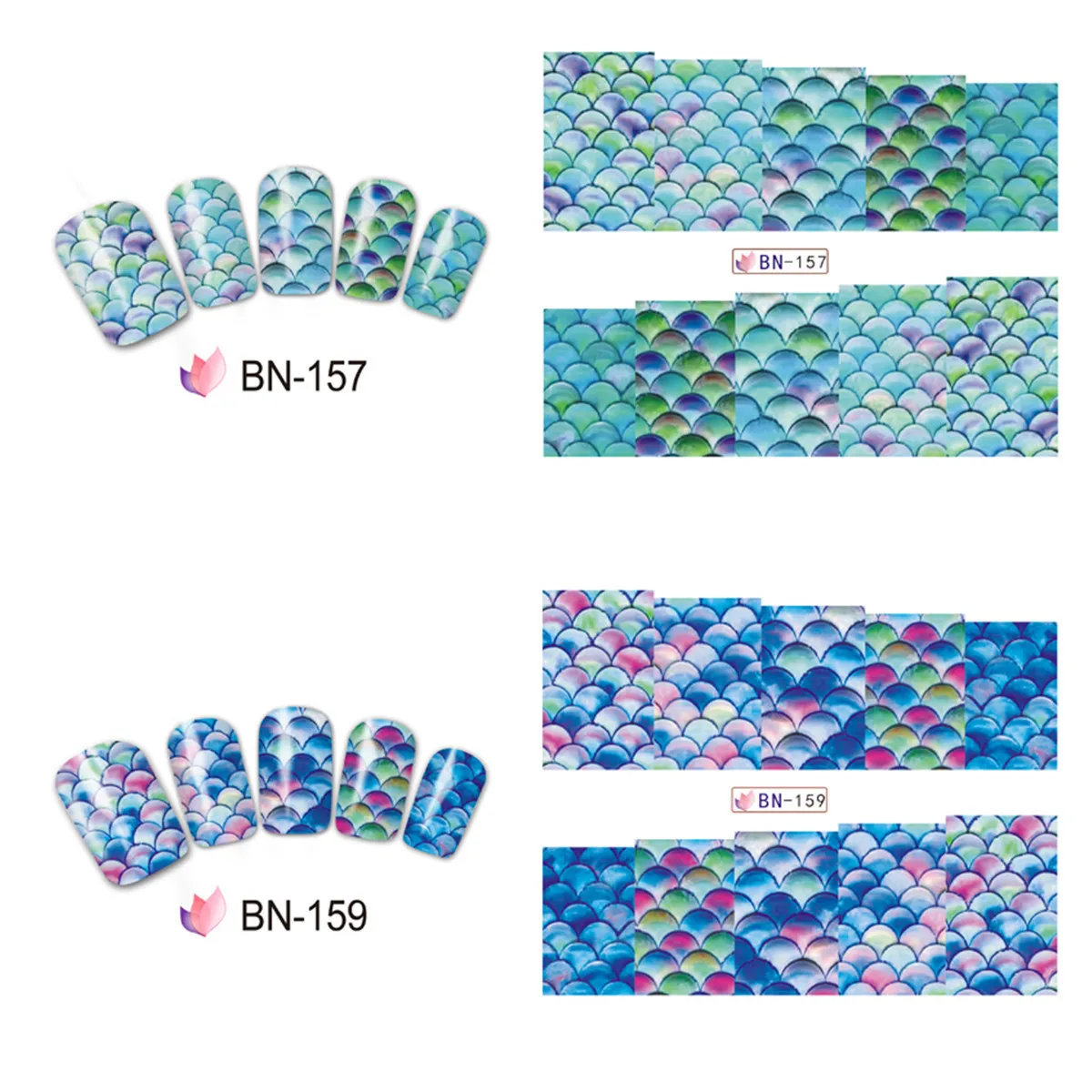 Наклейка для водяного переноса изображения на ноготь Цвет в виде рыбьей чешуи