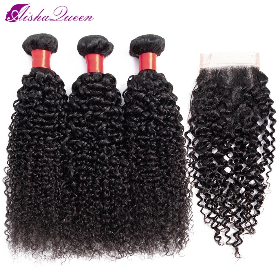 

Aisha Queen Bundles With Closure Brazilian Kinky Curly Hair Bundles With Closure Human Hair With Bundle Non-Remy Hair Extension