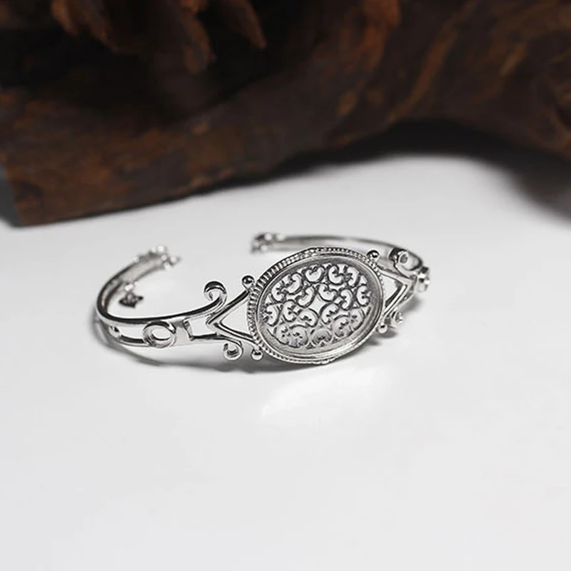 Женский браслет из серебра 925 пробы с кабошоном 13 х17 мм 4 Х6