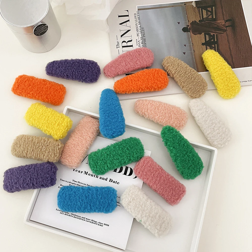 

Шерстяные вязаные женские заколки, зажимы для челки, одноцветные геометрические, прямоугольные, осенне-зимние заколки, аксессуары для воло...