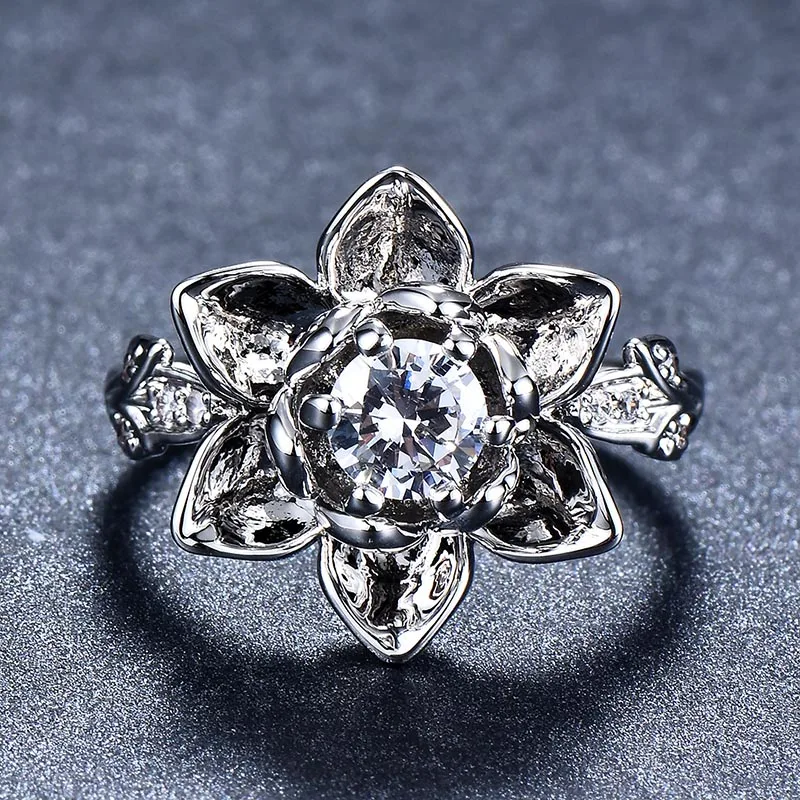 Женское кольцо с цветком лотоса Bague Ringen ювелирное изделие из серебра 925 пробы