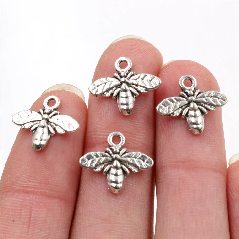17x14 мм 40 шт античные посеребренные пчелы ручной работы Подвески Подвеска: сделай