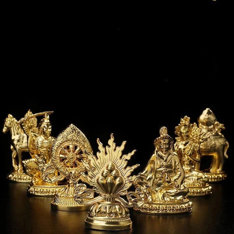 

7pcs/set Gold Plating Tibetan Buddhist Supplies Seven Treasured Symbol Temple/Home/Office Putting Decorate Craft Statues