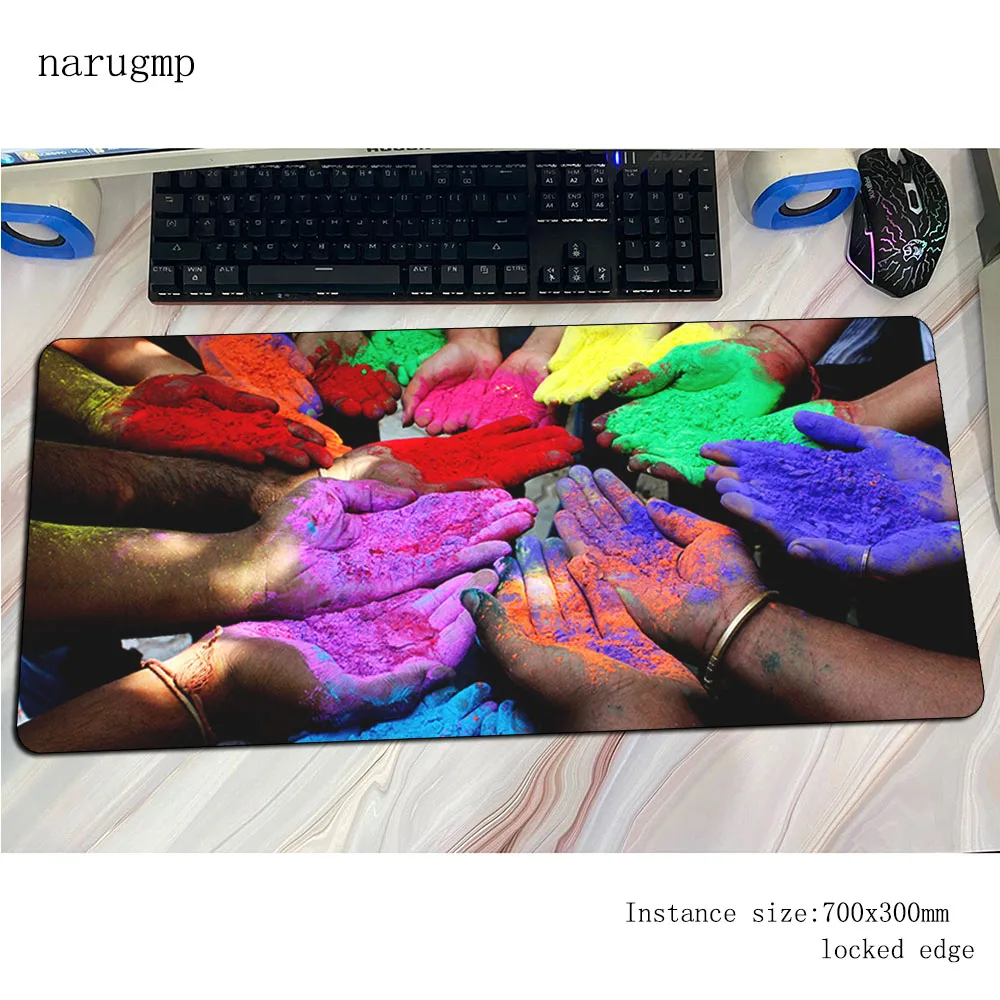 

Holi Colors mouse pad Boy Gift Computer mat 700x300x3mm gaming mousepad Natural Rubber padmouse keyboard games pc gamer desk