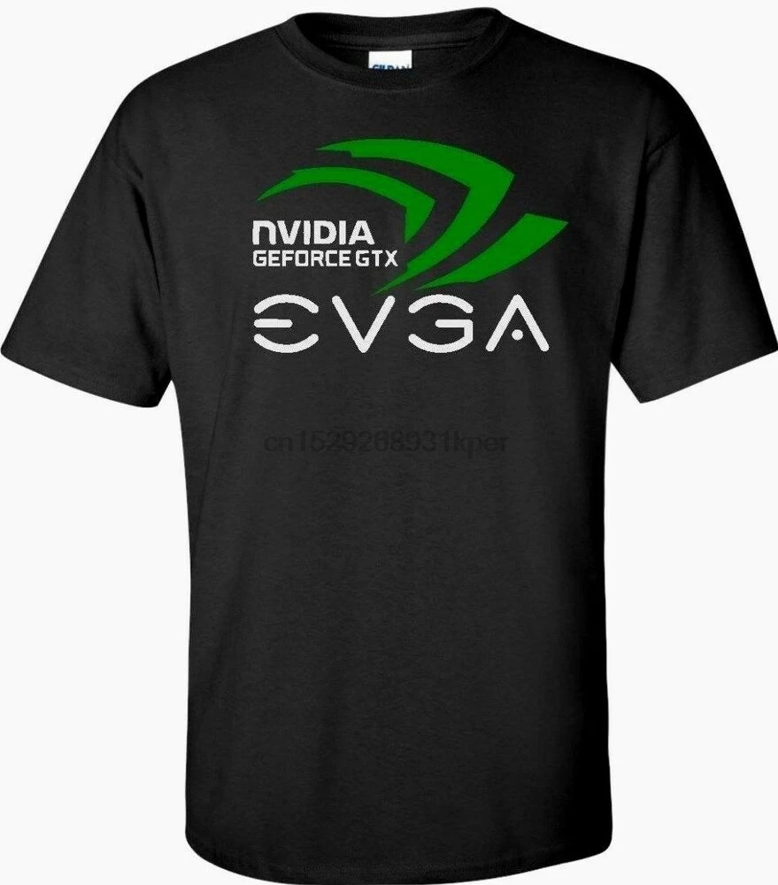 Мужская футболка с логотипом Nvidia Geforce gtx EVGA черно-белая | одежда
