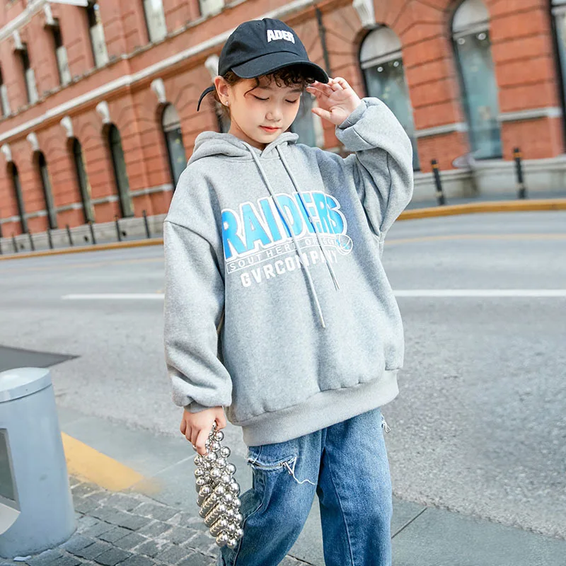 

Girls plus fleece sweater 2021 new thick and loose tops, children's warm autumn and winter clothes