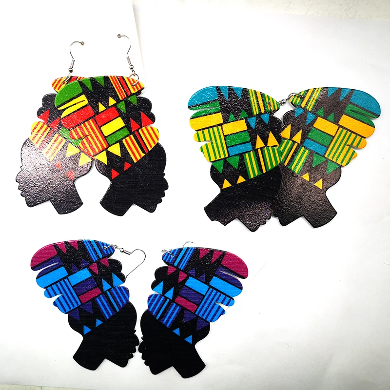 Тюрбан в африканском стиле Для женщин деревянные серьги консервный нож