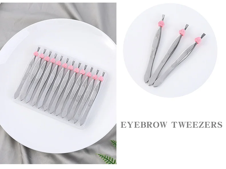 12PcsEyebrow Пинцет из нержавеющей стали плоскогубцы, тянуть щипцы для бровей Усы тянет красота макияж инструменты для удаления волос брови зажим