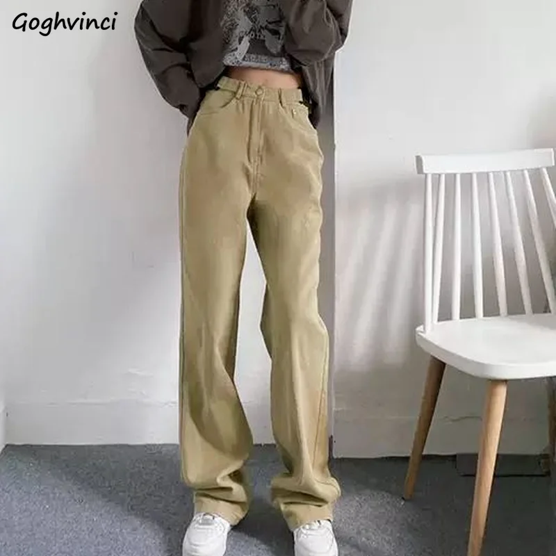 

Jeans Women All-match Full Length Trousers Leisure Simple Daily Preppy Style Ulzzang Streetwear Boyfriend Basic Tender Teen Chic