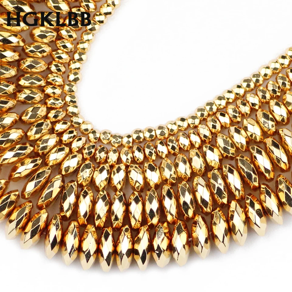 

Золотые ограненные бусины HGKLBB, 14 дюймов, 3/4/6/8/10 мм, плоские круглые свободные бусины-разделители, ювелирные изделия, изготовление браслетов