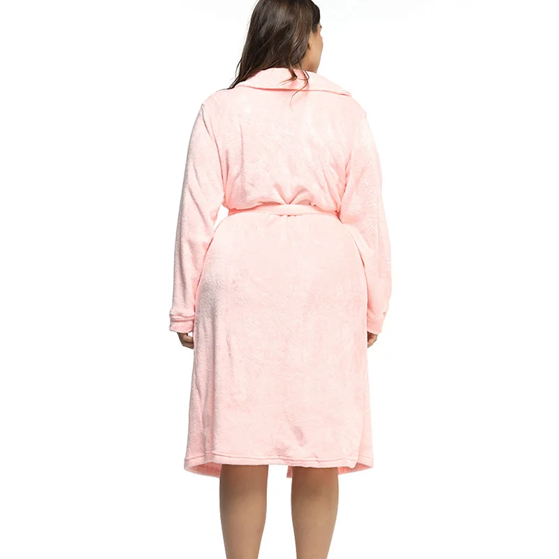5XL размера плюс банный халат женский теплый плюшевый для сна зимний однотонный