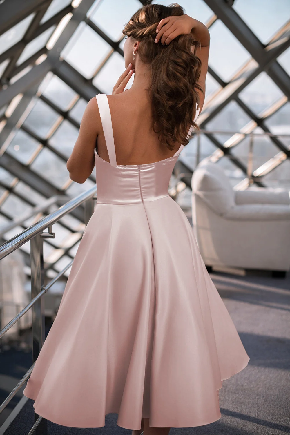 MisShow Sexy Solid Pink Satin Midi Women Dress Spaghetti Straps Open Back Night Club Party Dresses Female Robe De Femme | Женская одежда