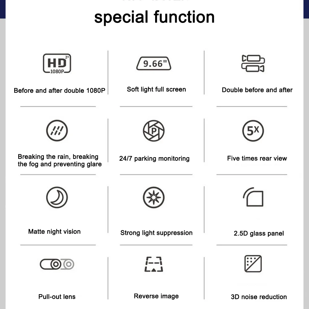 

Car Rear view Dash cam Full HD Touch screen Video Recorder Rearview Mirror Waterproof Night Vision Car Dual Lens Car Camera