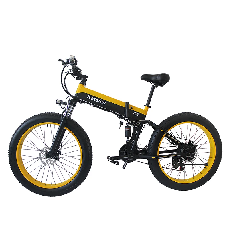 Preise Keteles K8 Gelb Erwachsene Elektrische Bike 26 Zoll Rad 800W 48V 15AH Aluminium Legierung Rahmen Stadt E-bike Faltbare Berg Fett Fahrrad