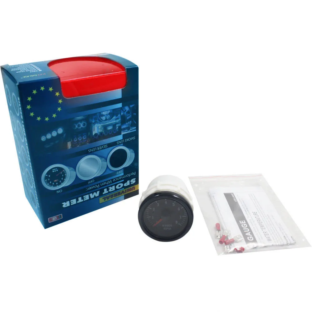 Тахометр автомобильный черный тонированный тахометр 2 дюйма 52 мм 0 8(x1000) об/мин с