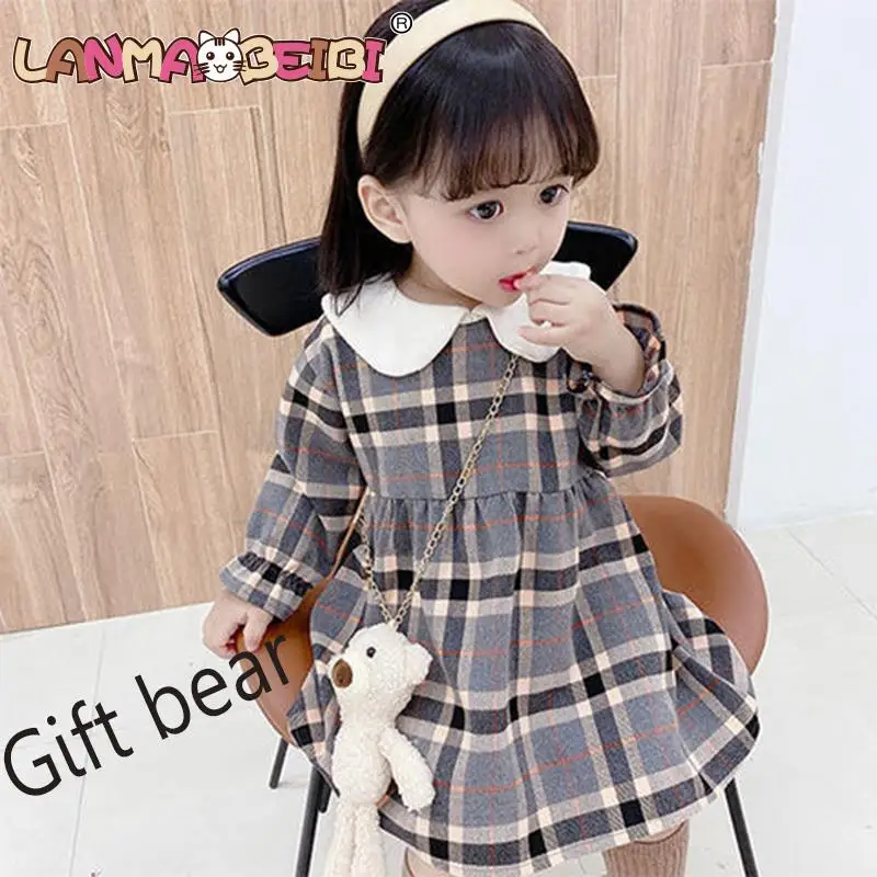 

Children clothes girl dresses 3-8Year kids clothes girls Short skirt Doll collar skirt